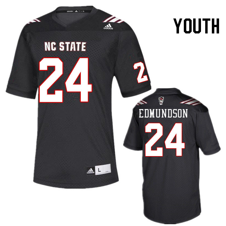 Youth #24 Darius Edmundson North Carolina State Wolfpacks College Football Jerseys Stitched-Black - Click Image to Close